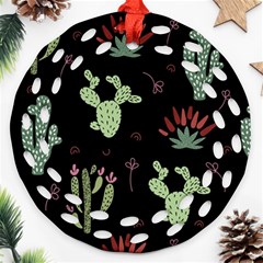 Cartoon African Cactus Seamless Pattern Ornament (round Filigree) by Vaneshart