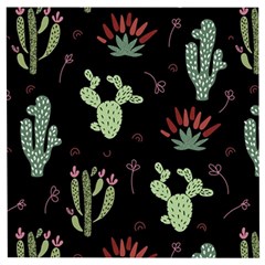 Cartoon African Cactus Seamless Pattern Wooden Puzzle Square