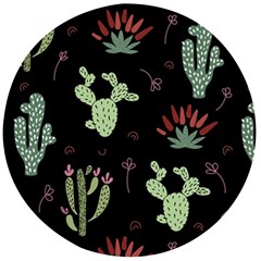 Cartoon African Cactus Seamless Pattern Wooden Bottle Opener (round)