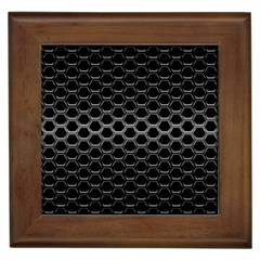 Black Metallic Hexagon Mesh Pattern Background Framed Tile by Vaneshart