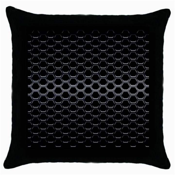 Black Metallic Hexagon Mesh Pattern Background Throw Pillow Case (Black)