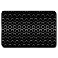 Black Metallic Hexagon Mesh Pattern Background Large Doormat 