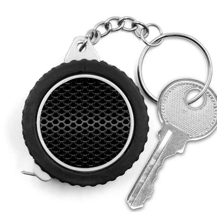 Black Metallic Hexagon Mesh Pattern Background Measuring Tape