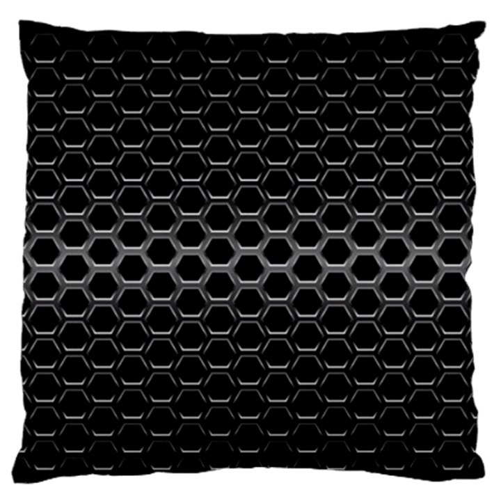 Black Metallic Hexagon Mesh Pattern Background Large Flano Cushion Case (One Side)