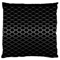 Black Metallic Hexagon Mesh Pattern Background Large Flano Cushion Case (Two Sides)