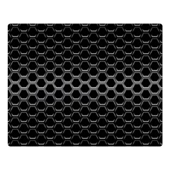 Black Metallic Hexagon Mesh Pattern Background Double Sided Flano Blanket (large)  by Vaneshart