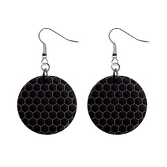 Hexagon Black Background Mini Button Earrings by Vaneshart