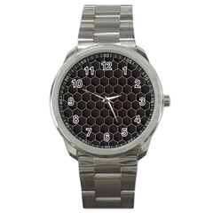 Hexagon Black Background Sport Metal Watch by Vaneshart