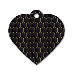 Hexagon Black Background Dog Tag Heart (two Sides) by Vaneshart