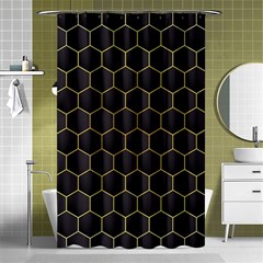 Hexagon Black Background Shower Curtain 48  X 72  (small)  by Vaneshart