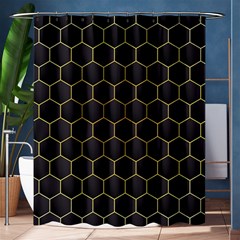 Hexagon Black Background Shower Curtain 60  X 72  (medium)  by Vaneshart