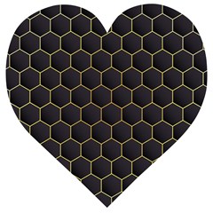 Hexagon Black Background Wooden Puzzle Heart