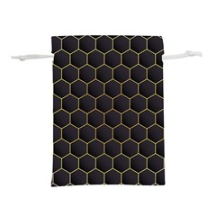 Hexagon Black Background Lightweight Drawstring Pouch (s)