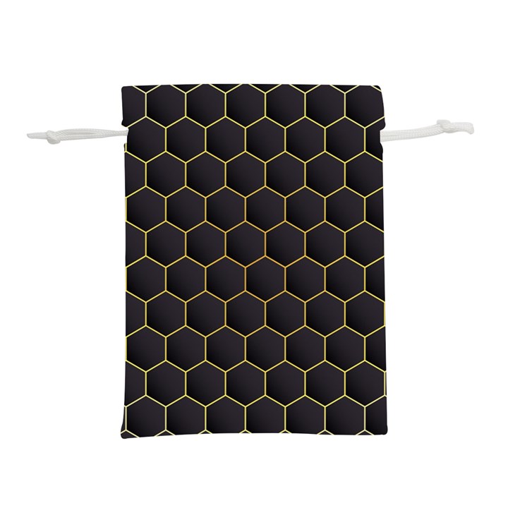 Hexagon Black Background Lightweight Drawstring Pouch (S)