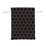 Hexagon Black Background Lightweight Drawstring Pouch (S) Back