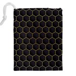 Hexagon Black Background Drawstring Pouch (4XL) Back