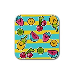 Summer Fruits Patterns Rubber Coaster (square)  by Vaneshart