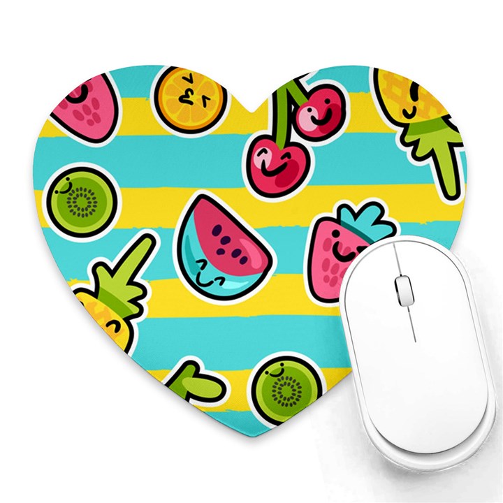 Summer Fruits Patterns Heart Mousepads