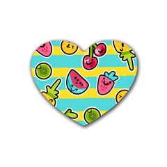 Summer Fruits Patterns Rubber Coaster (heart)  by Vaneshart