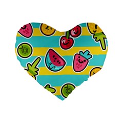 Summer Fruits Patterns Standard 16  Premium Heart Shape Cushions by Vaneshart