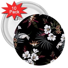 Beautiful Artistic Dark Tropical Pattern 3  Buttons (10 Pack)  by Vaneshart