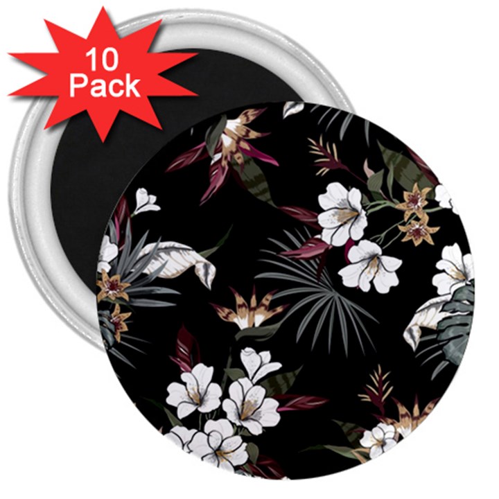 Beautiful Artistic Dark Tropical Pattern 3  Magnets (10 pack) 