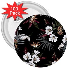 Beautiful Artistic Dark Tropical Pattern 3  Buttons (100 Pack)  by Vaneshart