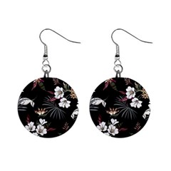 Beautiful Artistic Dark Tropical Pattern Mini Button Earrings by Vaneshart