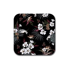 Beautiful Artistic Dark Tropical Pattern Rubber Coaster (square) 