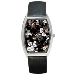 Beautiful Artistic Dark Tropical Pattern Barrel Style Metal Watch by Vaneshart