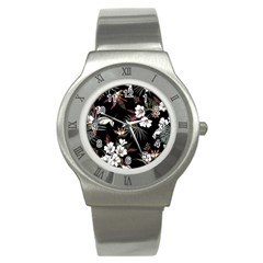 Beautiful Artistic Dark Tropical Pattern Stainless Steel Watch by Vaneshart