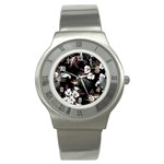 Beautiful Artistic Dark Tropical Pattern Stainless Steel Watch Front