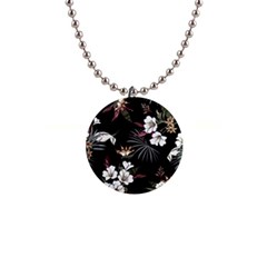 Beautiful Artistic Dark Tropical Pattern 1  Button Necklace by Vaneshart