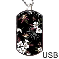 Beautiful Artistic Dark Tropical Pattern Dog Tag Usb Flash (one Side) by Vaneshart