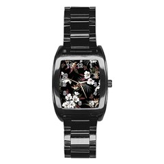 Beautiful Artistic Dark Tropical Pattern Stainless Steel Barrel Watch by Vaneshart