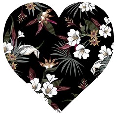 Beautiful Artistic Dark Tropical Pattern Wooden Puzzle Heart by Vaneshart