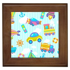 Transport Toy Seamless Pattern Framed Tile by Vaneshart