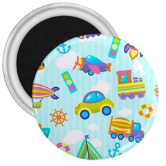 Transport Toy Seamless Pattern 3  Magnets by Vaneshart