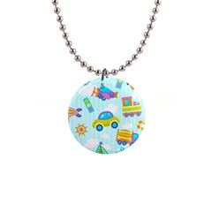 Transport Toy Seamless Pattern 1  Button Necklace by Vaneshart