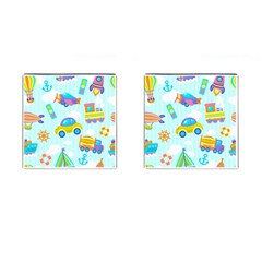 Transport Toy Seamless Pattern Cufflinks (square) by Vaneshart