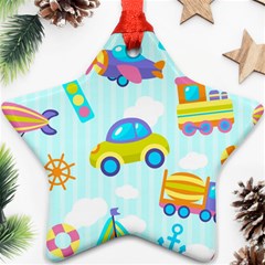 Transport Toy Seamless Pattern Star Ornament (two Sides) by Vaneshart