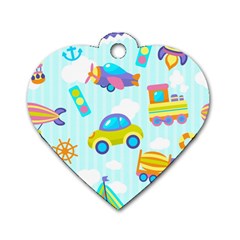 Transport Toy Seamless Pattern Dog Tag Heart (two Sides) by Vaneshart