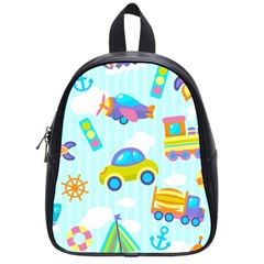 Transport Toy Seamless Pattern School Bag (small) by Vaneshart