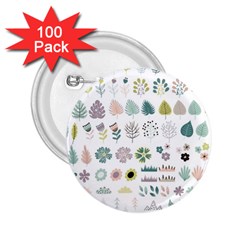 Cute Flowers Plants Big Collection 2 25  Buttons (100 Pack)  by Vaneshart