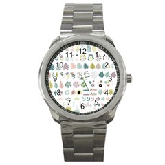 Cute Flowers Plants Big Collection Sport Metal Watch by Vaneshart