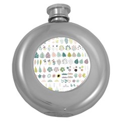 Cute Flowers Plants Big Collection Round Hip Flask (5 Oz)