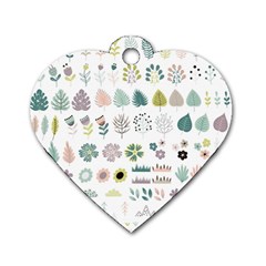 Cute Flowers Plants Big Collection Dog Tag Heart (two Sides) by Vaneshart