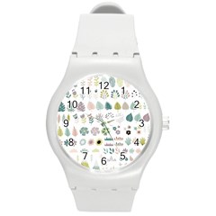 Cute Flowers Plants Big Collection Round Plastic Sport Watch (m) by Vaneshart