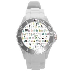 Cute Flowers Plants Big Collection Round Plastic Sport Watch (l) by Vaneshart