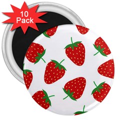 Seamless Pattern Fresh Strawberry 3  Magnets (10 Pack)  by Vaneshart